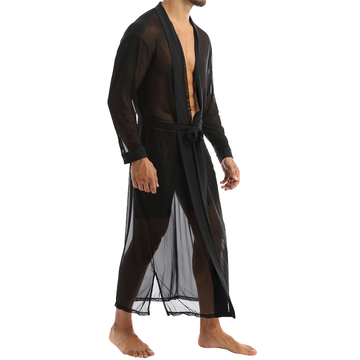 Men's Fashion Open Front Transparent Long Costume / Casual Cloak Top With Long Sleeve Dressing Up - EVE's SECRETS